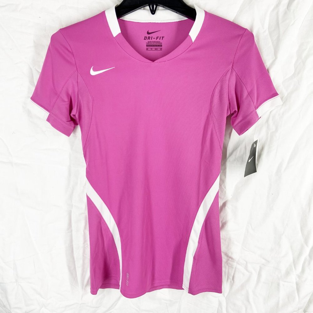 Nike Dri-Fit Womens Pink Volleyball V Neck Jersey Size S